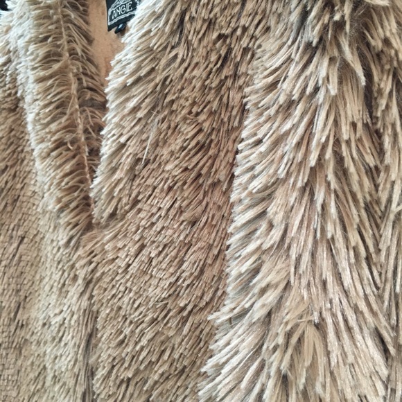 vintage y2k angie faux fur shaggy long coat duster sz m - Picture 6 of 11